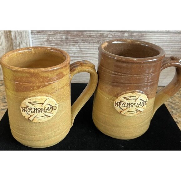 2 New Holland Brewing Coffee Mugs Artisan Pottery Signed - Picture 1 of 10